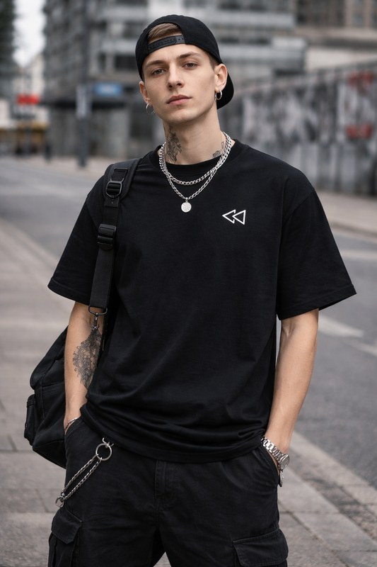 REWIND- White Embroidered Logo