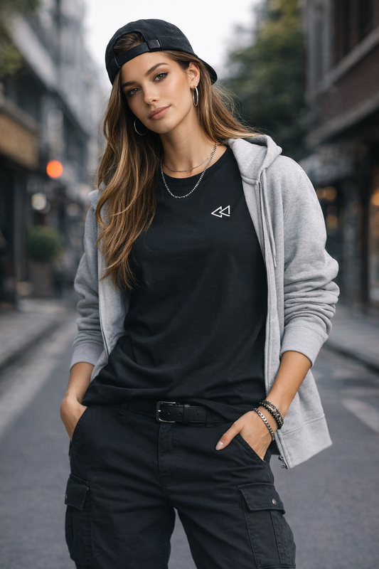 REWIND- White Embroidered Logo