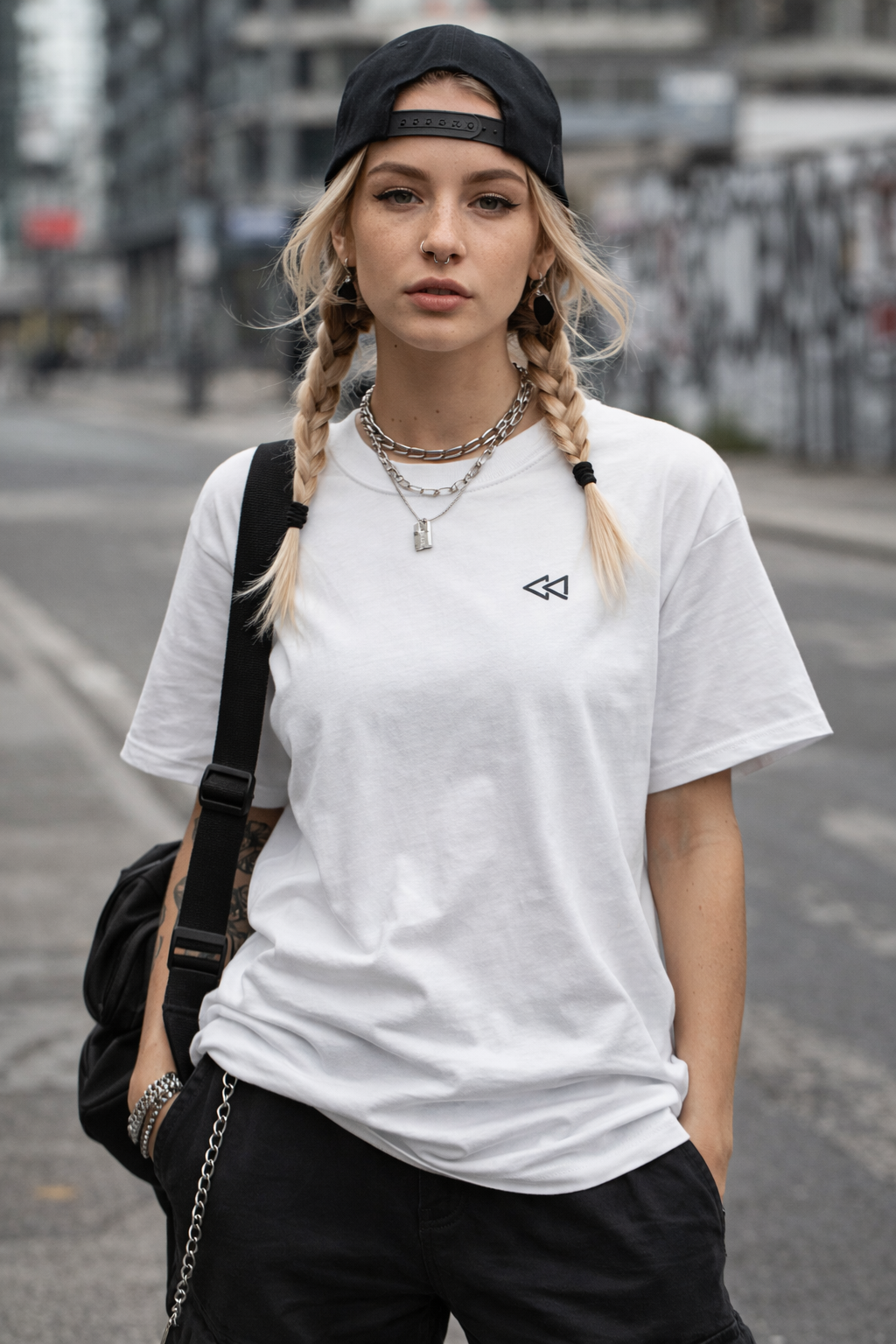 REWIND- Black Embroidered Logo